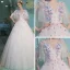 Amazing / Unique Office Wedding Dresses 2017 Flower Rhinestone Backless 1/2 Sleeves Scoop Neck Floor-Length / Long White Ball Gown