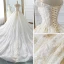 Luxury / Gorgeous Champagne Wedding Dresses 2018 Ball Gown Off-The-Shoulder Short Sleeve Backless Appliques Lace Glitter Tulle Ruffle Cathedral Train