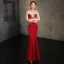 Modern / Fashion Red Evening Dresses  2017 Trumpet / Mermaid V-Neck Sleeveless Glitter Rhinestone Floor-Length / Long Ruffle Backless Pierced Formal Dresses