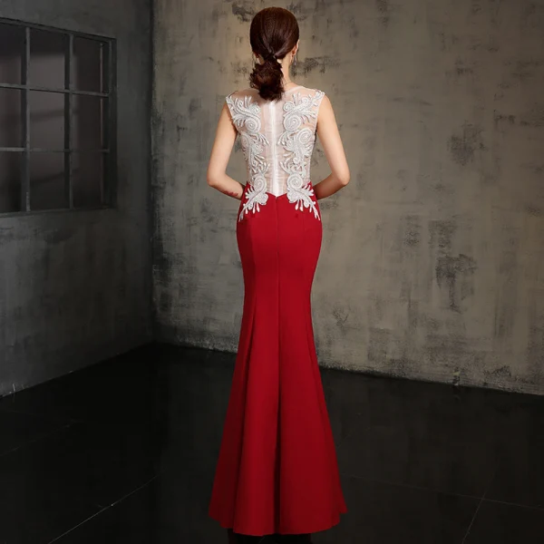 Modern / Fashion Red Evening Dresses 2017 Trumpet / Mermaid V-Neck Sleeveless Glitter Rhinestone Floor-Length / Long Ruffle Backless Pierced Formal Dresses