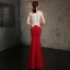 Modern / Fashion Red Evening Dresses  2017 Trumpet / Mermaid V-Neck Sleeveless Glitter Rhinestone Floor-Length / Long Ruffle Backless Pierced Formal Dresses