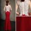 Modern / Fashion Red Evening Dresses  2017 Trumpet / Mermaid V-Neck Sleeveless Glitter Rhinestone Floor-Length / Long Ruffle Backless Pierced Formal Dresses