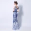 Affordable Royal Blue Sequins Evening Dresses  2018 Trumpet / Mermaid V-Neck Sleeveless Floor-Length / Long Backless Formal Dresses