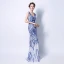 Affordable Royal Blue Sequins Evening Dresses  2018 Trumpet / Mermaid V-Neck Sleeveless Floor-Length / Long Backless Formal Dresses