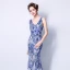 Affordable Royal Blue Sequins Evening Dresses  2018 Trumpet / Mermaid V-Neck Sleeveless Floor-Length / Long Backless Formal Dresses
