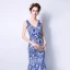 Affordable Royal Blue Sequins Evening Dresses  2018 Trumpet / Mermaid V-Neck Sleeveless Floor-Length / Long Backless Formal Dresses