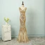 Affordable Royal Blue Sequins Evening Dresses  2018 Trumpet / Mermaid V-Neck Sleeveless Floor-Length / Long Backless Formal Dresses