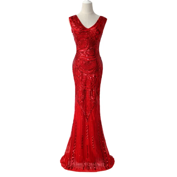 Affordable Royal Blue Sequins Evening Dresses 2018 Trumpet / Mermaid V-Neck Sleeveless Floor-Length / Long Backless Formal Dresses