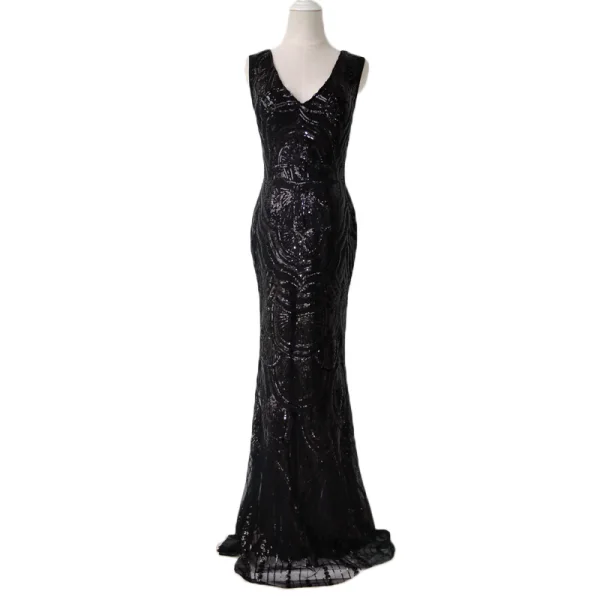 Affordable Royal Blue Sequins Evening Dresses 2018 Trumpet / Mermaid V-Neck Sleeveless Floor-Length / Long Backless Formal Dresses