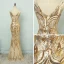 Affordable Royal Blue Sequins Evening Dresses  2018 Trumpet / Mermaid V-Neck Sleeveless Floor-Length / Long Backless Formal Dresses