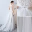 Chic / Beautiful Champagne Evening Dresses  2017 A-Line / Princess Scoop Neck Sleeveless Appliques Lace Tulle Sash Court Train Ruffle Pierced Backless Formal Dresses