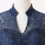 Chic / Beautiful Ink Blue Mother Of The Bride Dresses 2017 A-Line / Princess Crystal V-Neck Long Sleeve Bow Sash Knee-Length Ruffle Pierced Wedding Party Dresses