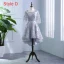 Chic / Beautiful Silver Pierced Bridesmaid Dresses 2018 A-Line / Princess Scoop Neck 3/4 Sleeve Appliques Lace Bow Sash Ruffle Backless Wedding Party Dresses