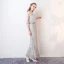Sparkly Silver Evening Dresses  2017 Trumpet / Mermaid Glitter Polyester Strapless Sleeveless Ankle Length Formal Dresses