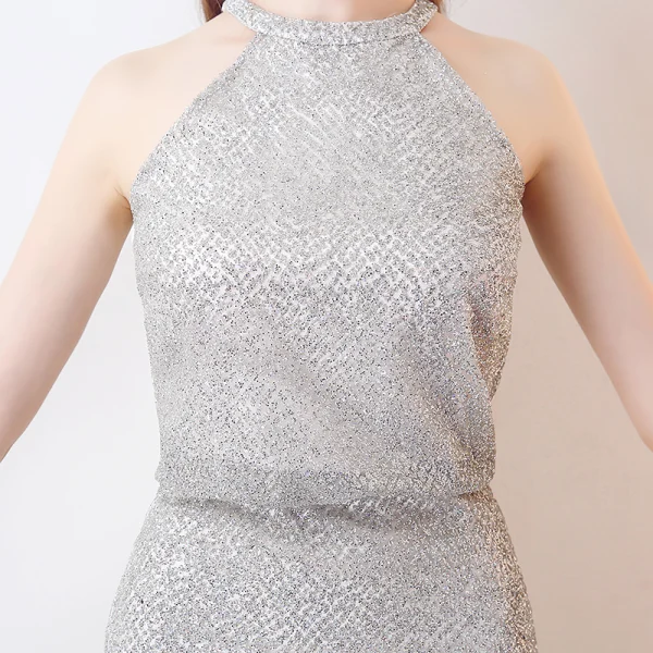 Sparkly Silver Evening Dresses 2017 Trumpet / Mermaid Glitter Polyester Strapless Sleeveless Ankle Length Formal Dresses