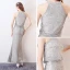 Sparkly Silver Evening Dresses  2017 Trumpet / Mermaid Glitter Polyester Strapless Sleeveless Ankle Length Formal Dresses