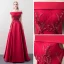 Schöne Burgunderrot Abendkleider 2018 A Linie Off Shoulder Kurze Ärmel Applikationen Mit Spitze Perle Strass Sweep / Pinsel Zug Rüschen Rückenfreies Festliche Kleider