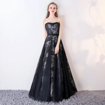 Chic Belle Bleu Marine Robe De Bal 2017 Princesse Amoureux Sans Manches Ceinture Longue Volants Dos Nu Robe De Ceremonie