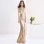 Modern / Fashion Black Evening Dresses  2017 Trumpet / Mermaid Scoop Neck Sleeveless Beading Sequins Split Front Floor-Length / Long Pierced Backless Formal Dresses