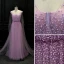 Luxury / Gorgeous Lilac See-through Evening Dresses  2018 A-Line / Princess V-Neck Beading Watteau Train Ruffle Backless Formal Dresses