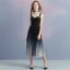 Simple Noire Dégradé De Couleur Bleu Marine Crêpe Georgette Robe De Soirée 2018 Princesse épaules Sans Manches Thé Longueur Plissée Dos Nu Robe De Ceremonie