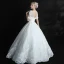 Chic / Belle Salle Robe De Mariée 2017 En Dentelle Appliques Perle Paillettes Encolure Dégagée Manches Courtes Dos Nu Longue Blanche Robe Boule
