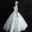 Chic / Belle Salle Robe De Mariée 2017 En Dentelle Appliques Perle Paillettes Encolure Dégagée Manches Courtes Dos Nu Longue Blanche Robe Boule