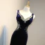 Sexy Bleu Marine Transparentes Daim Robe De Soirée 2018 Trompette / Sirène V-Cou Sans Manches Perlage Faux Diamant Longue Dos Nu Robe De Ceremonie