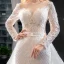 Luxury / Gorgeous Ivory Wedding Dresses 2019 Trumpet / Mermaid Scoop Neck Beading Sequins Lace Flower Long Sleeve Backless Detachable Chapel Train