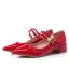 Härlig Pärla Rosa Tidsbeställning Damskor 2019 Lackläder Pärla Spänne 4 cm Låg Klack Spetsiga Pumps