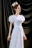 Scintillantes Blanche Robe De Soirée 2021 Princesse Encolure Dégagée Paillettes Manches Courtes Dos Nu Longue Robe De Ceremonie