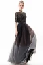 Chic / Belle Noire Argenté Robe De Soirée 2019 Princesse Encolure Dégagée Paillettes Gland 1/2 Manches Longue Robe De Ceremonie