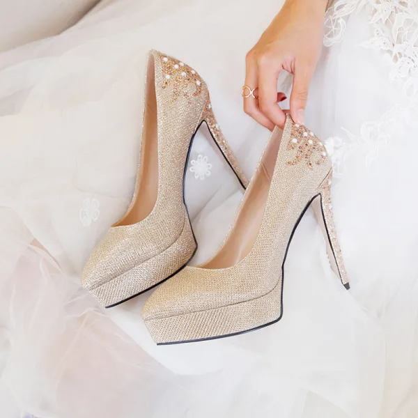 Sparkly Sølv Brudesko 2019 Rhinestone 12 cm Stiletthæler Spisse Bryllup Pumps