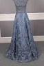Haut de Gamme Océan Bleu Robe De Soirée 2019 Princesse Encolure Dégagée Fait main Perlage Cristal Faux Diamant En Dentelle Fleur Sans Manches Longue Robe De Ceremonie