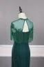 Vintage / Retro Dark Green Prom Dresses 2019 Trumpet / Mermaid Scoop Neck Handmade  Beading Tassel Sequins Short Sleeve Backless Sweep Train Formal Dresses