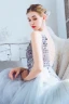 Charming Silver Evening Dresses  2019 A-Line / Princess V-Neck Beading Sequins Sleeveless Backless Floor-Length / Long Formal Dresses