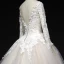 Élégant Champagne Robe De Mariée 2018 Robe Boule En Dentelle Appliques Paillettes Encolure Dégagée Dos Nu Manches Longues Tribunal Train Mariage