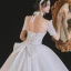 Simple Haut de Gamme Blanche Glitter Robe De Mariée 2021 Robe Boule Encolure Dégagée Manches Courtes Dos Nu Noeud Royal Train Mariage