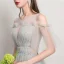Modern / Fashion Sky Blue Evening Dresses  2019 A-Line / Princess Ruffle Scoop Neck Star Sequins Short Sleeve Backless Sweep Train Formal Dresses