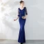 Chic / Beautiful Solid Color Burgundy Evening Dresses  2019 Trumpet / Mermaid V-Neck Beading Tassel 3/4 Sleeve Floor-Length / Long Formal Dresses