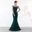 Élégant Champagne Robe De Soirée 2019 Trompette / Sirène Encolure Dégagée Perlage Perle Faux Diamant Sans Manches Longue Robe De Ceremonie
