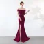 Chic / Belle Couleur Unie Ivoire Robe De Soirée 2019 Trompette / Sirène De l'épaule Faux Diamant En Dentelle Fleur Manches Courtes Dos Nu Fendue devant Longue Robe De Ceremonie