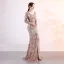 Charmant Doré Robe De Soirée 2019 Trompette / Sirène V-Cou Paillettes 3/4 Manches Dos Nu Fendue devant Longue Robe De Ceremonie