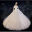 Charmant Ivoire Robe De Mariée 2019 Robe Boule De l'épaule Perlage Paillettes Manches Courtes Dos Nu Cathedral Train