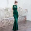 Chic / Beautiful Dark Green Evening Dresses  2019 Trumpet / Mermaid High Neck Beading Sleeveless Backless Floor-Length / Long Formal Dresses