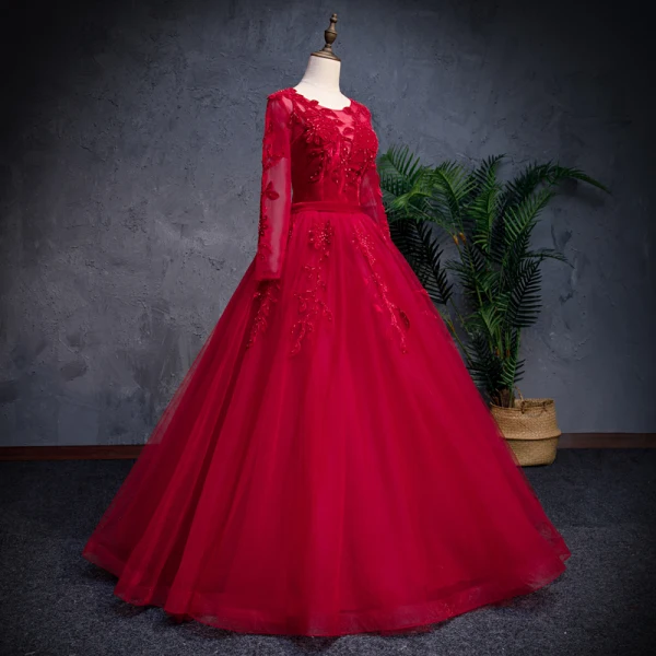Chic / Beautiful Navy Blue Prom Dresses 2019 A-Line / Princess Scoop Neck Beading Pearl Suede Flower Sequins Long Sleeve Floor-Length / Long Formal Dresses