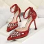Glitzernden Gold Brautschuhe 2019 Knöchelriemen Strass Pailletten 9 cm Stilettos Spitzschuh Hochzeit High Heels