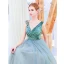 Chic / Beautiful Jade Green Evening Dresses  2019 A-Line / Princess Suede V-Neck Rhinestone Sleeveless Backless Floor-Length / Long Formal Dresses