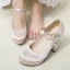 Vintage / Retro Champagne Wedding Shoes 2019 Buckle 11 cm Stiletto Heels Round Toe Wedding Pumps