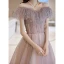 Charmant Violet Gris Robe De Soirée 2021 Princesse De l'épaule Perlage Perle Faux Diamant Manches Courtes Dos Nu Train De Balayage Robe De Ceremonie